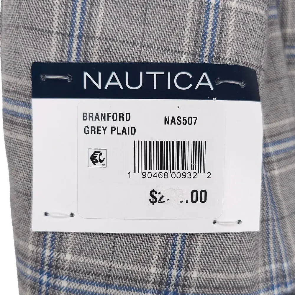 Nautica Mens Modern Fit Sport Coat Blazer 40R Grey Blue Plaid Stretch NWT